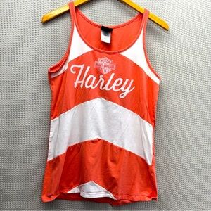 Harley Davidson Atlanta Georgia Coral Striped Tank Top XL Made USA Angel Wings